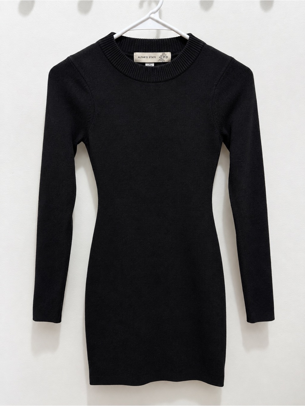 Altar'd State Black Long-Sleeve Knit Bodycon Dress